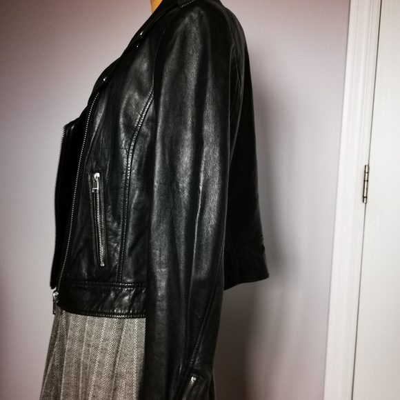 Dark Navy Lamarque Leather Jacket - Picture 3 of 12